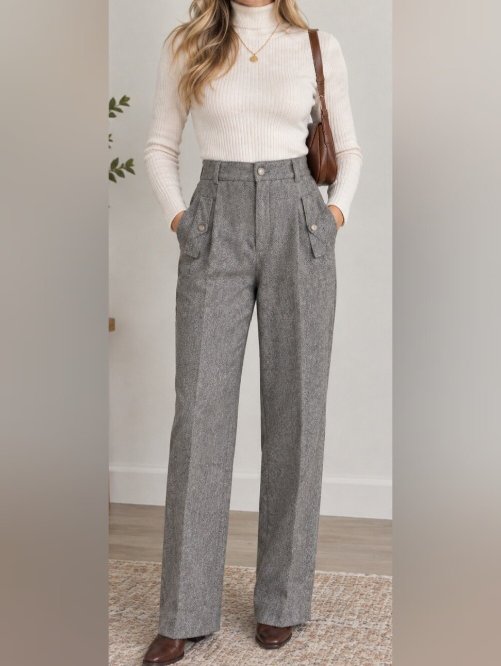 vintage Wool  Ralph Lauren wide-leg trousers.
